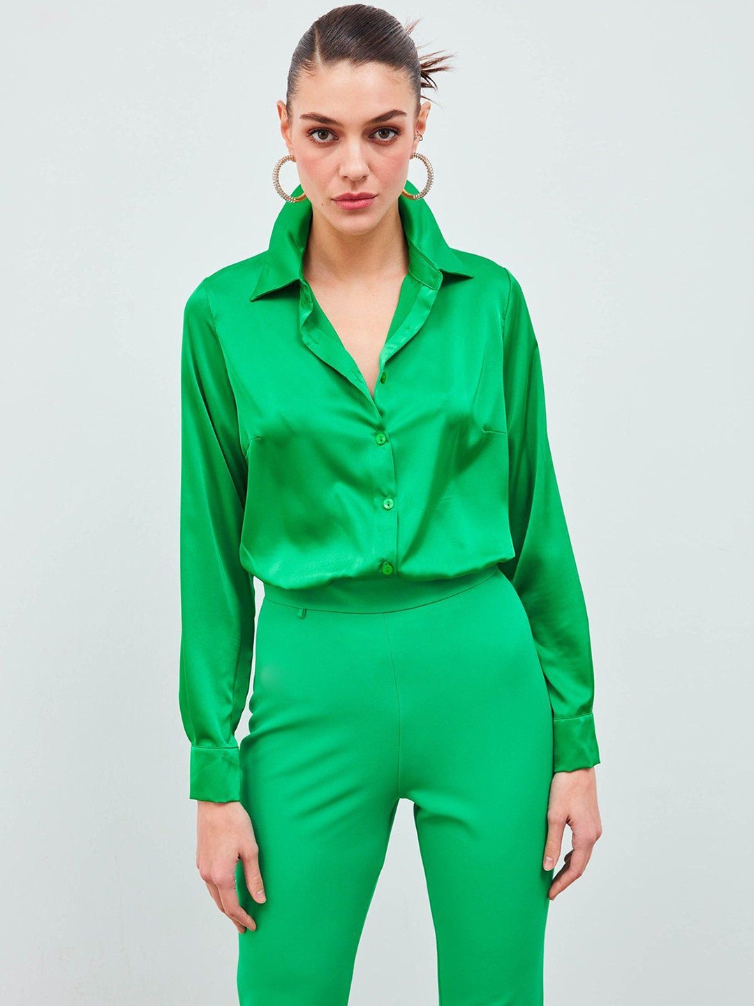 

Fashion Gaiia Women Shirt Bodysuit, Green