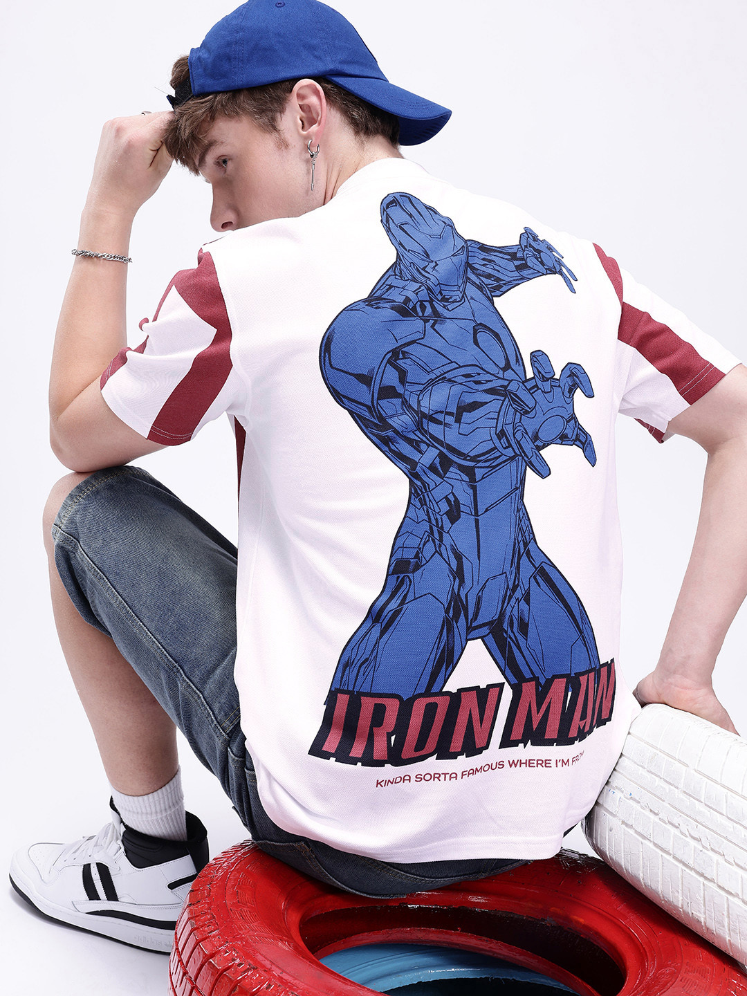 

Kook N Keech Marvel Printed Drop-Shoulder Sleeves Oversized Pure Cotton T-shirt, White