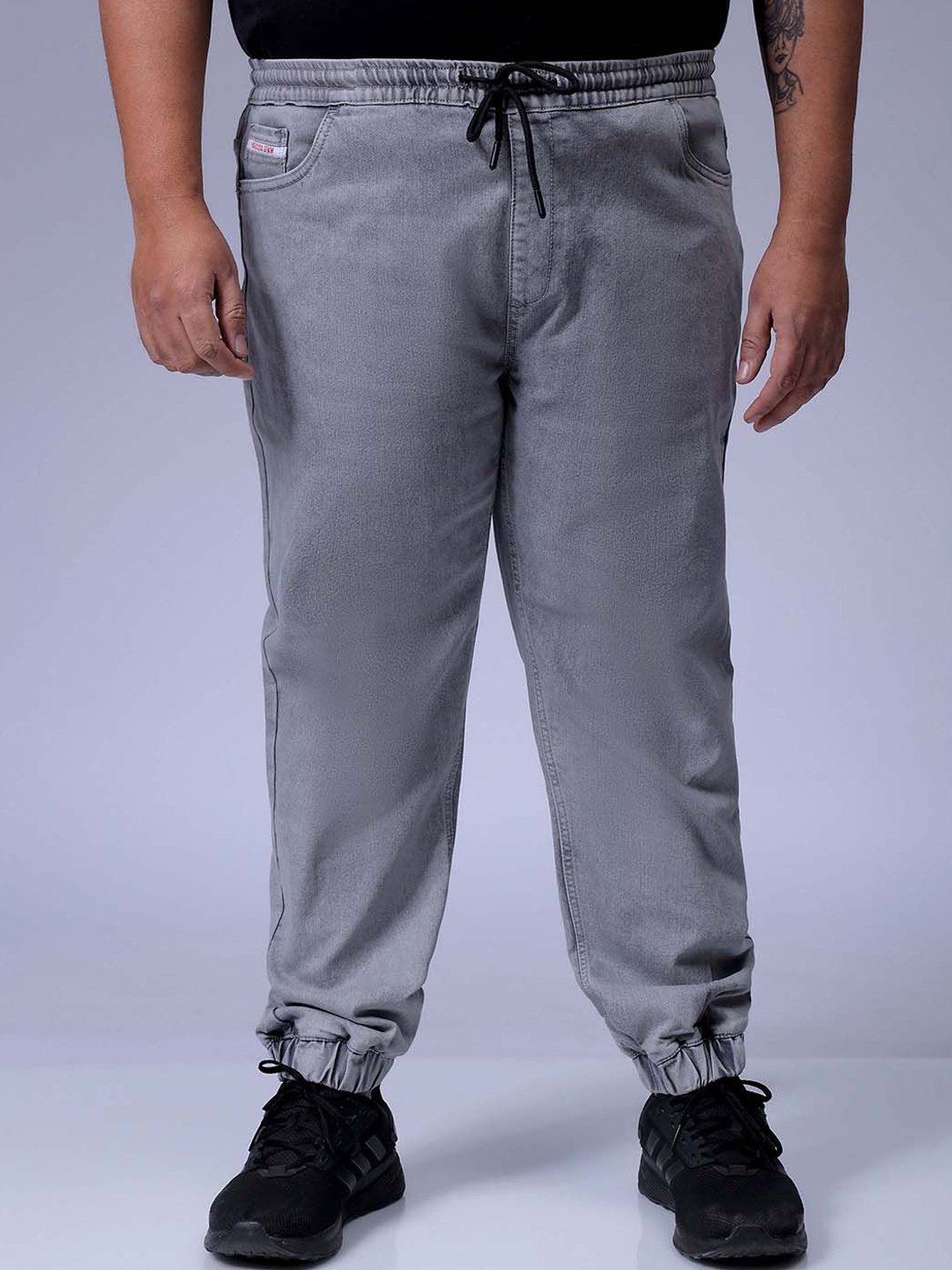 

HARDSODA Men Plus Size Mid-Rise Regular Fit Stretchable Jeans, Grey