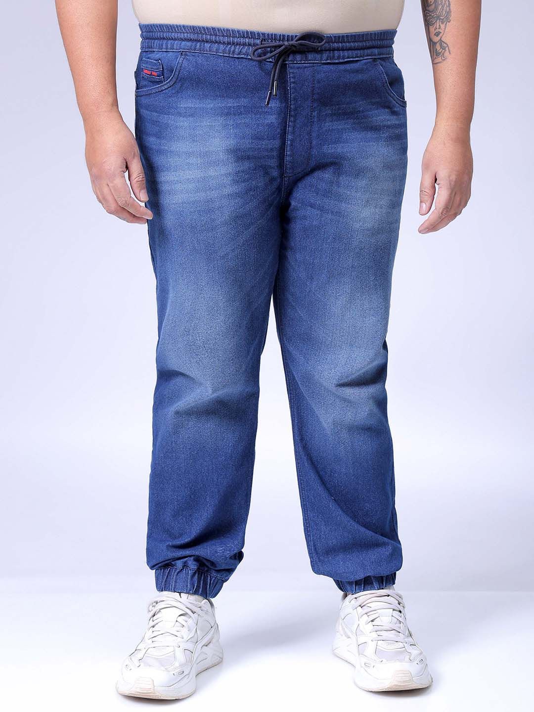 

HARDSODA Men Plus Size Mid-Rise Regular Fit Heavy Fade Stretchable Jeans, Blue