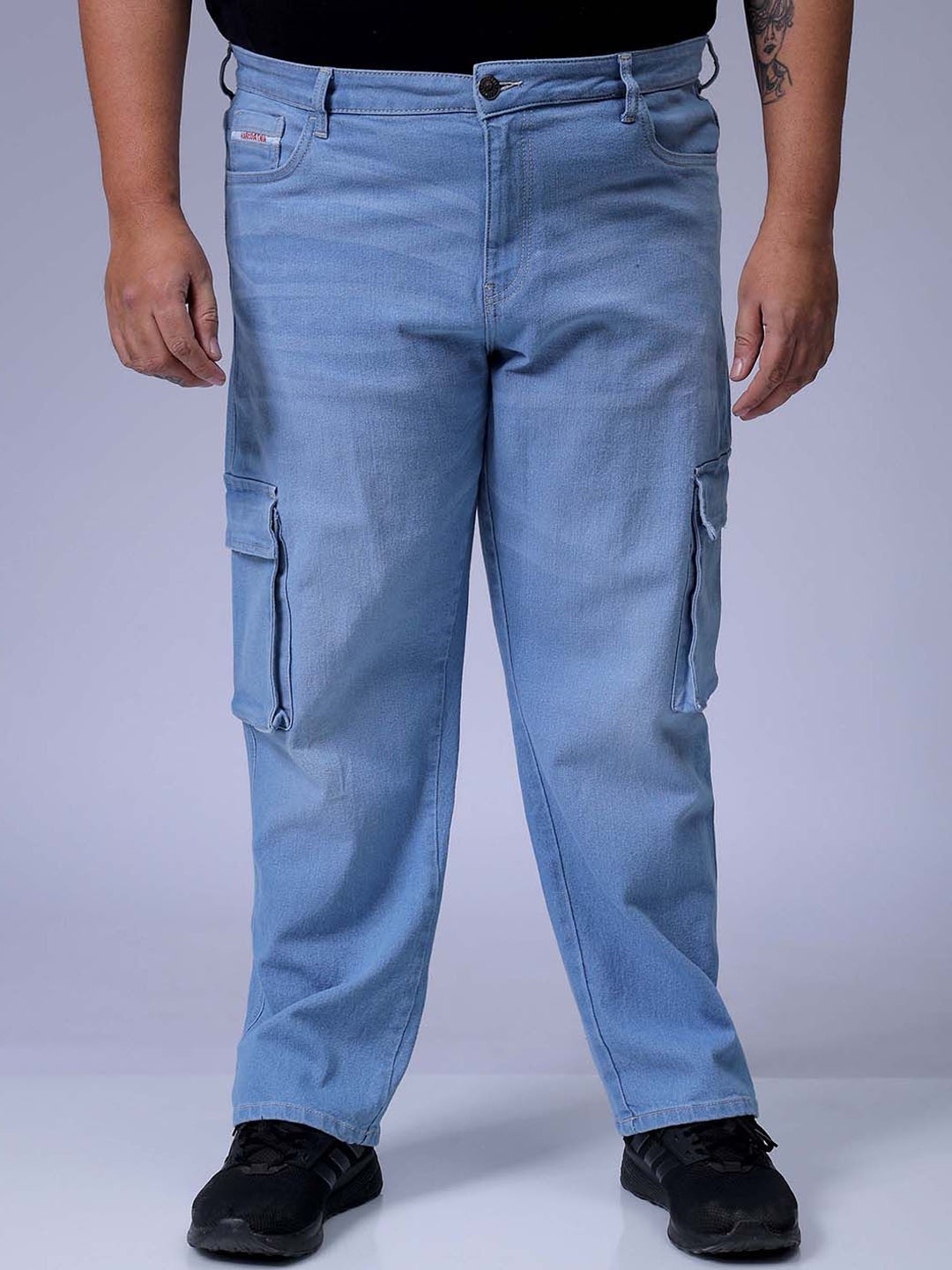 

HARDSODA Men Plus Size Baggy Mid-Rise Stretchable Jeans, Blue