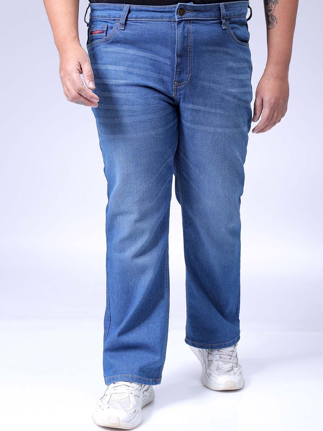 

HARDSODA Men Plus Size Regular Fit Light Fade Stretchable Jeans, Blue