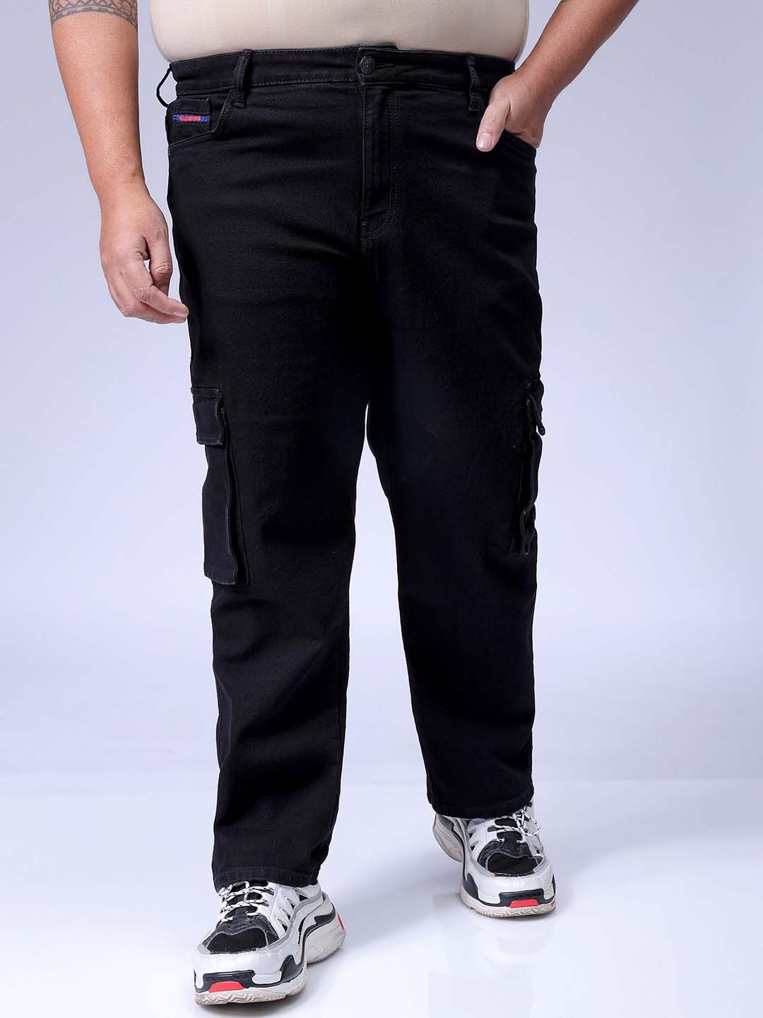 

HARDSODA Men Baggy Plus Size Stretchable Jeans, Black