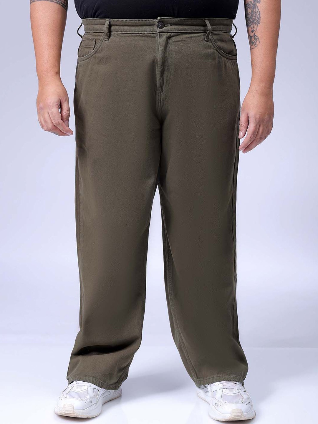 

HARDSODA Men Plus Size Relaxed Fit Mid-Rise Jeans, Olive