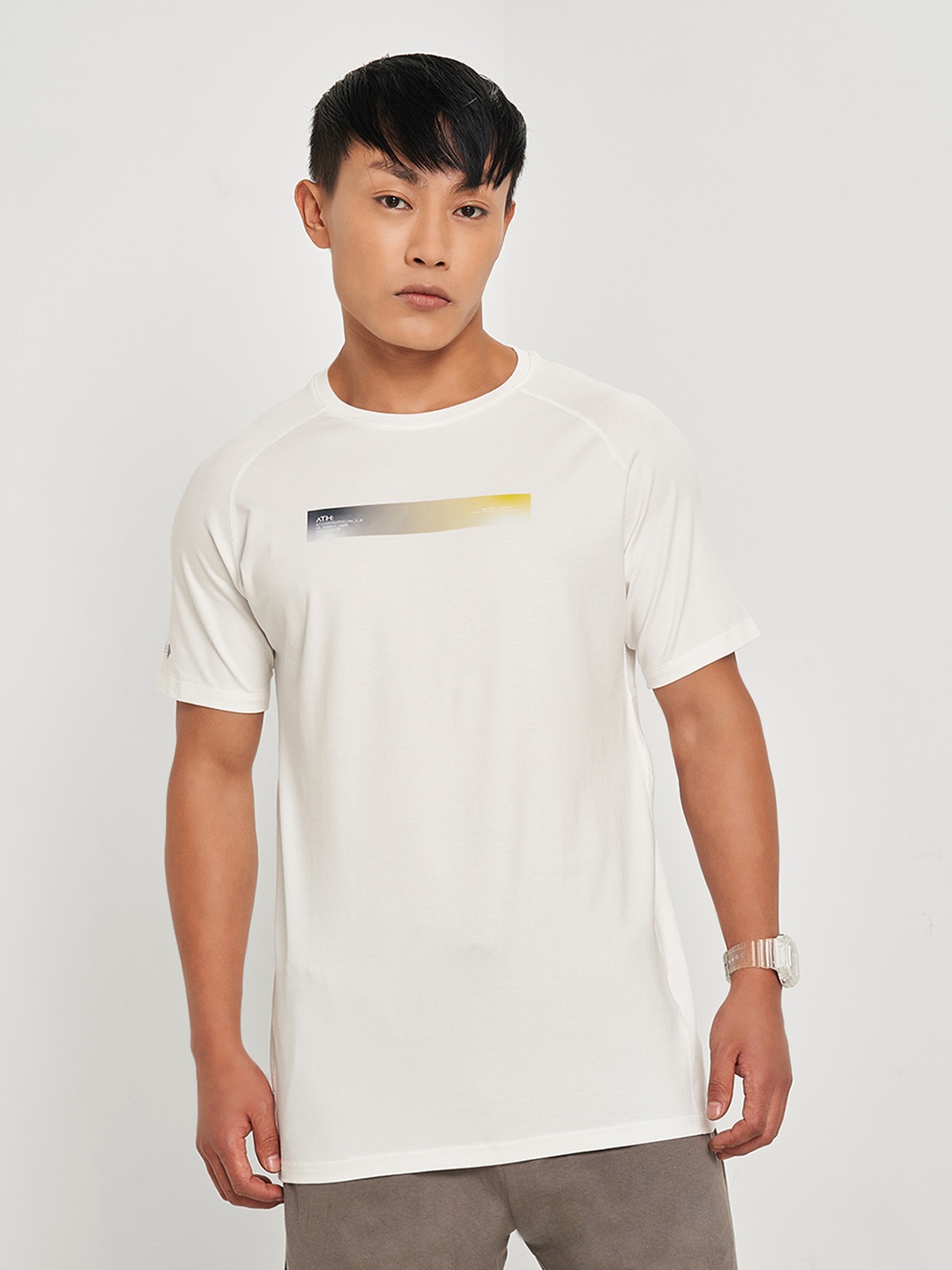 

Ajile by Pantaloons Men Graphic Printed Round Neck Cotton Relaxed Fit T-shirt, White