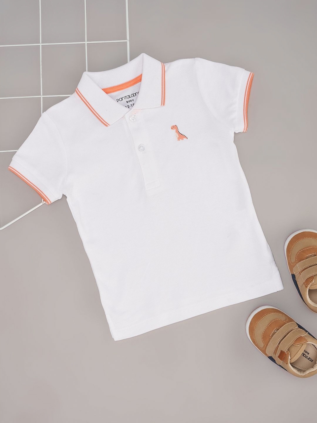 

Pantaloons Baby Boys Solid Polo Collar Cotton T-shirt, White