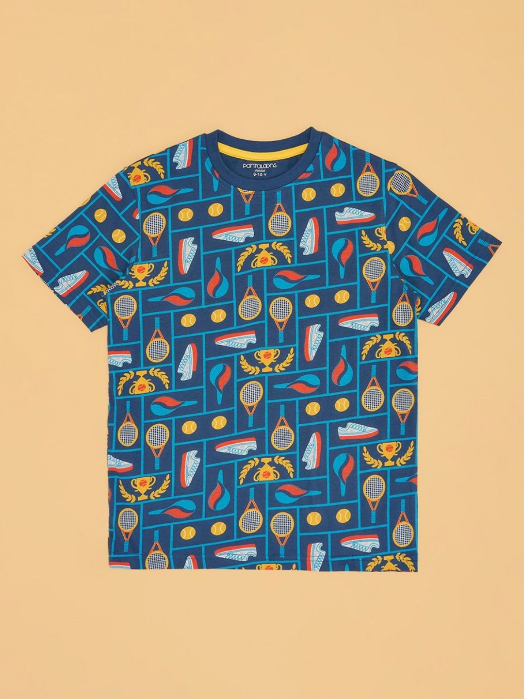 

Pantaloons Junior Boys Floral Printed Extended Sleeves Pockets T-shirt, Navy blue
