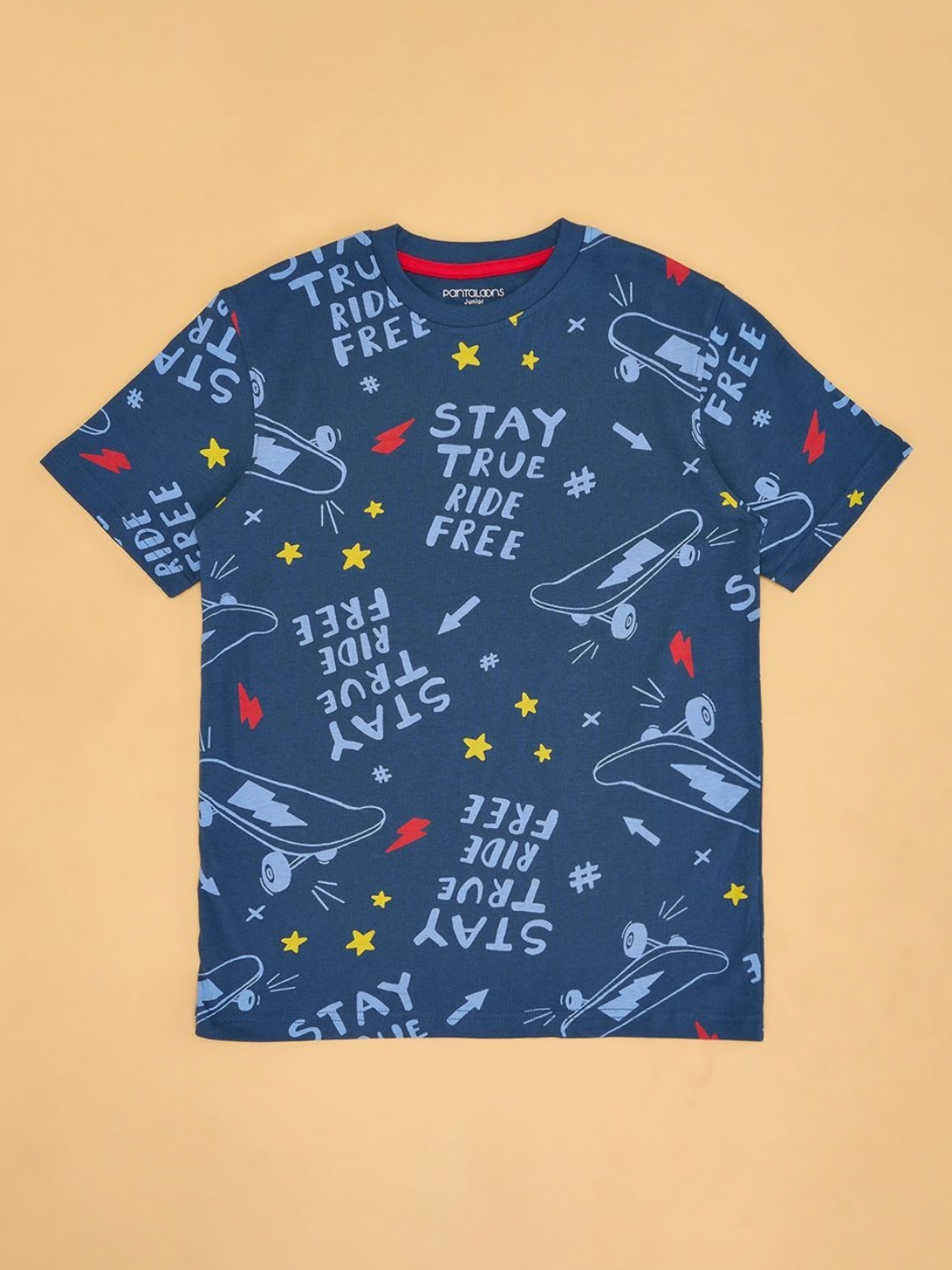 

Pantaloons Junior Boys Printed Pockets T-shirt, Blue