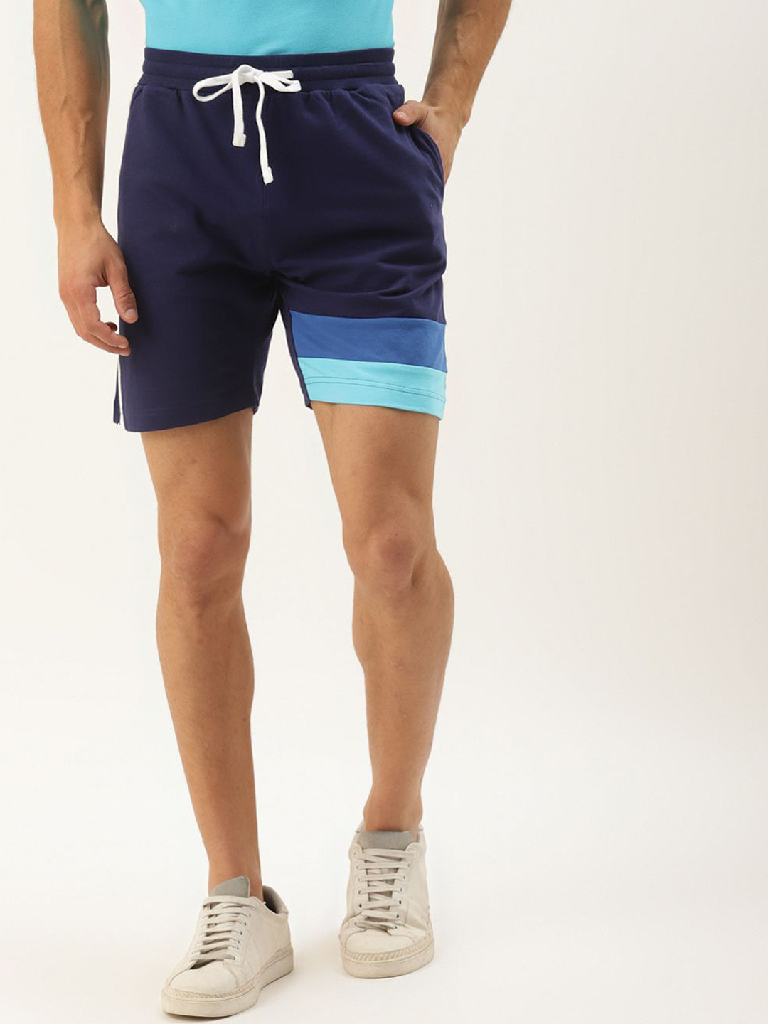 

AMSWAN Men Printed Low-Rise Running Shorts, Navy blue