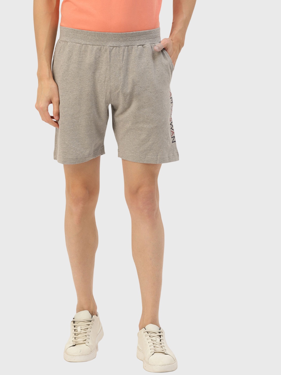 

AMSWAN Men Low-Rise Running Sports Shorts, Grey