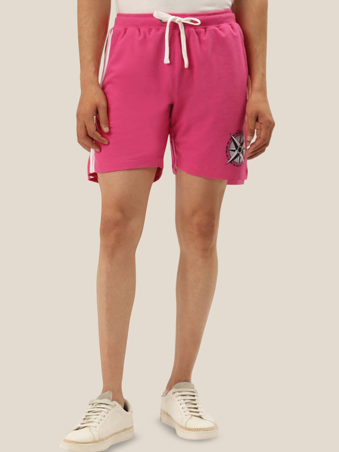 

AMSWAN Men Printed Low-Rise Running Sports Shorts, Fuchsia