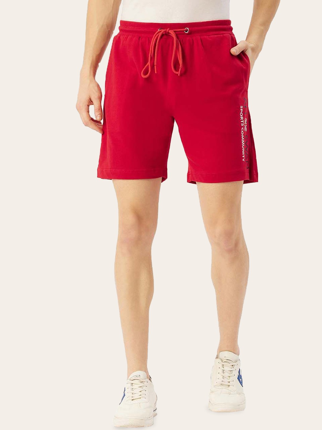 

AMSWAN Men Printed Low-Rise Running Shorts, Red