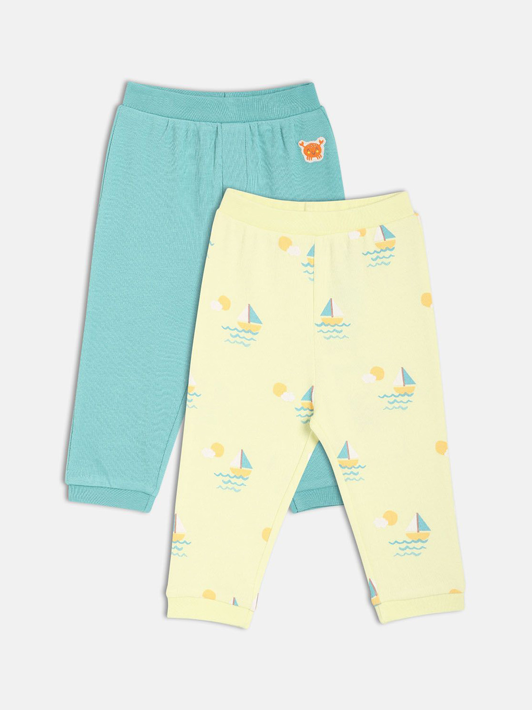 

MINI KLUB Boys Pack Of 2 Printed Regular Fit Mid-Rise Cotton Trousers, Blue