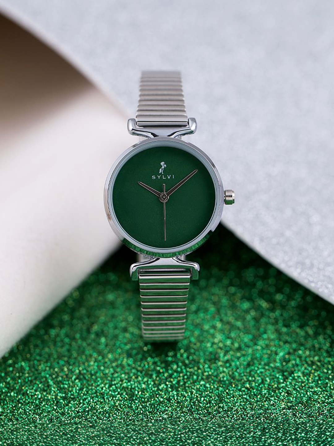 

Sylvi Women Patterned Dial & Straps Analogue Multi Function Watch VLTM-Green-silver