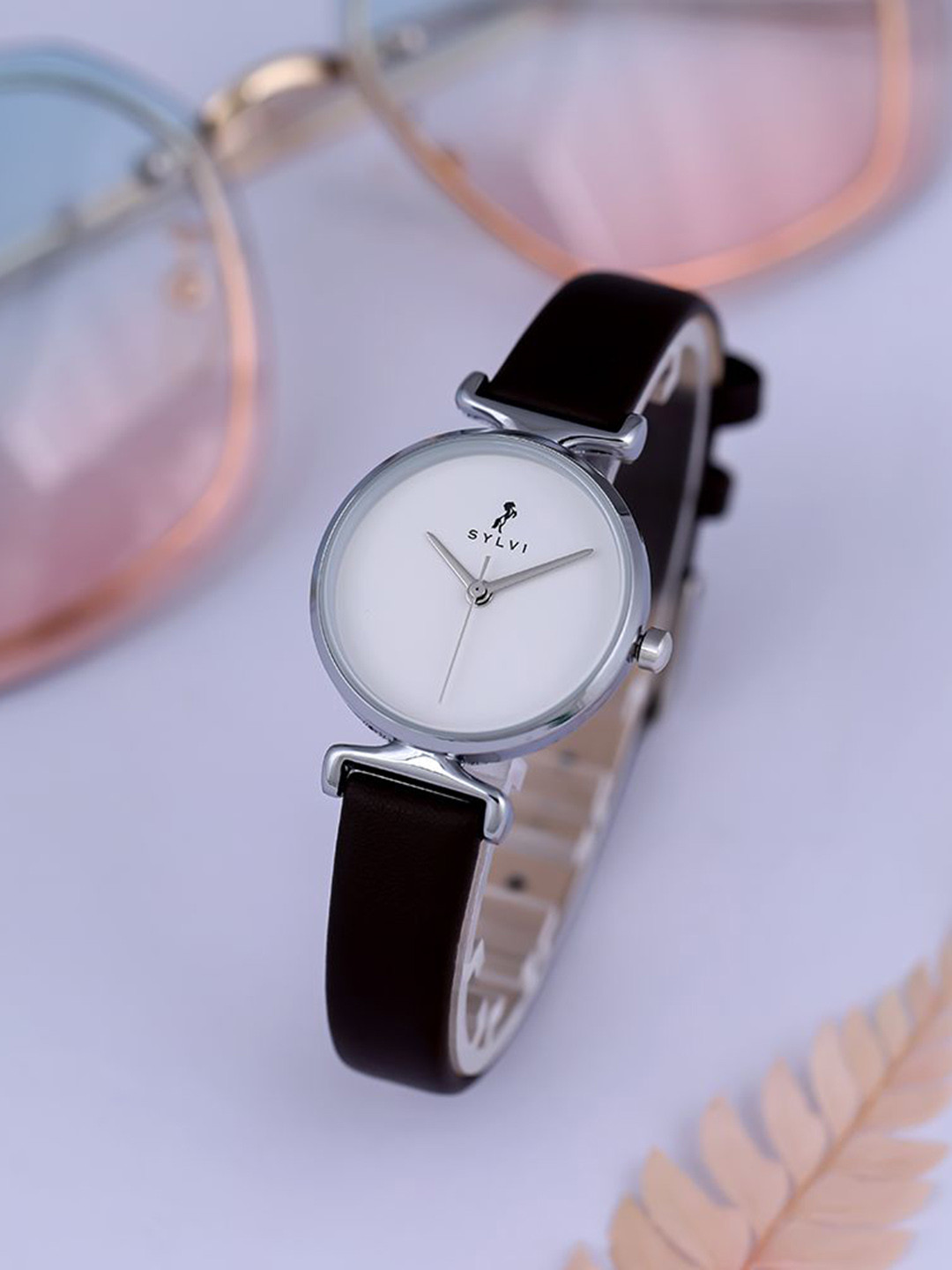 

Sylvi Women velvetine Dial & Leather Straps Analogue Watch VLTL-Wht-Silver-Coffee, White