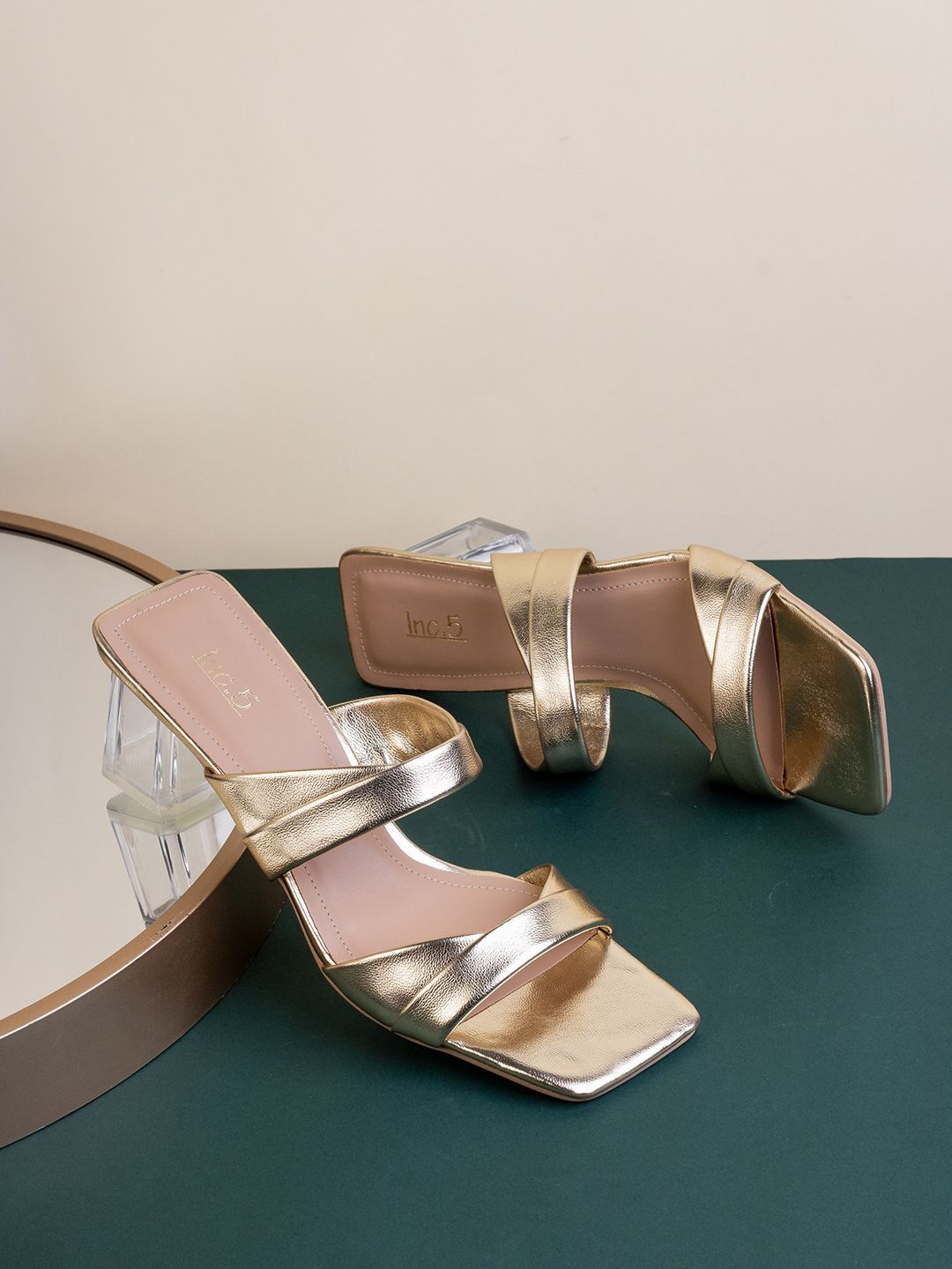 

Inc 5 Party Block Sandals, Gold