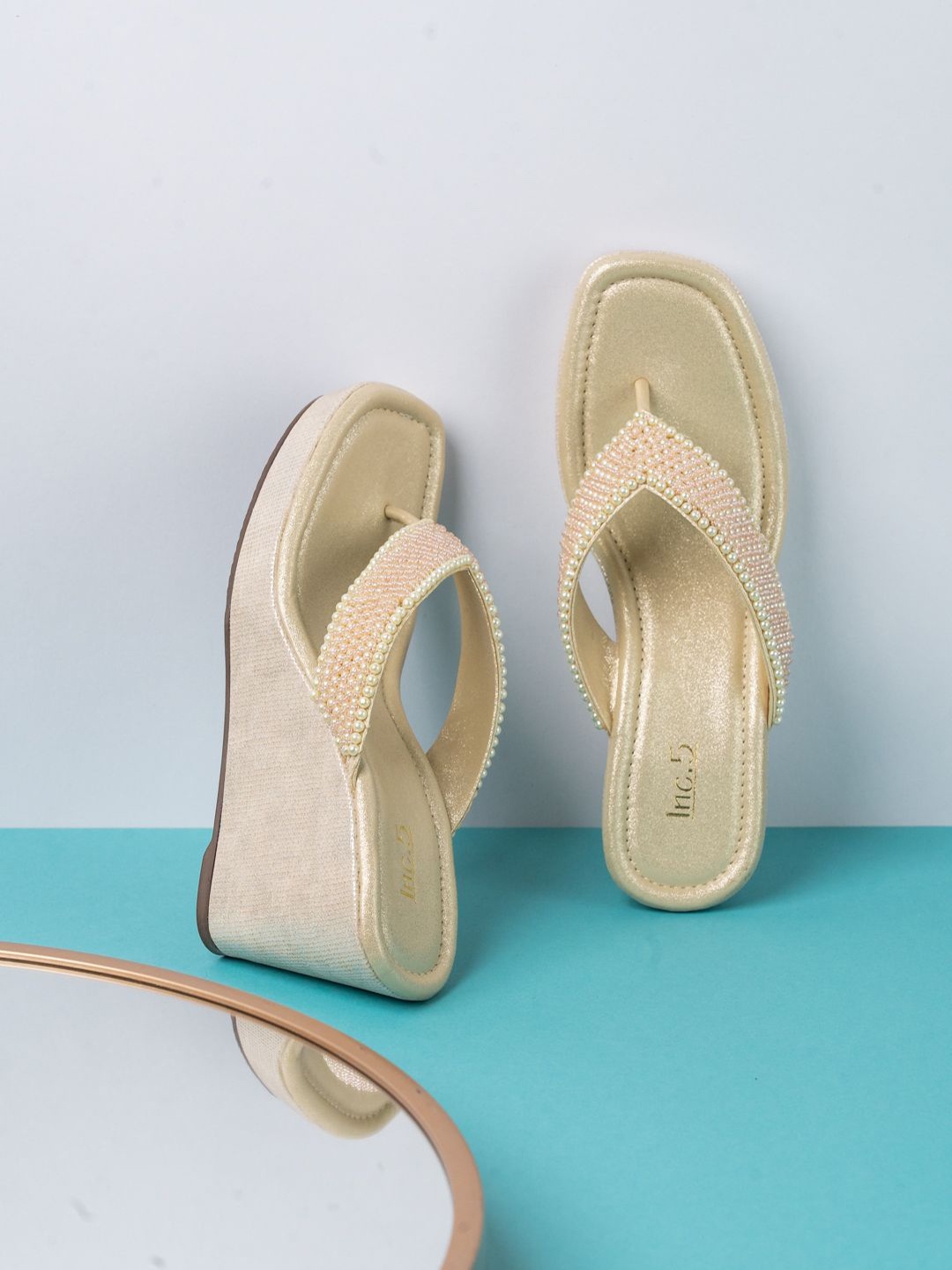 

Inc 5 Embellished Party Wedge Sandals, Gold