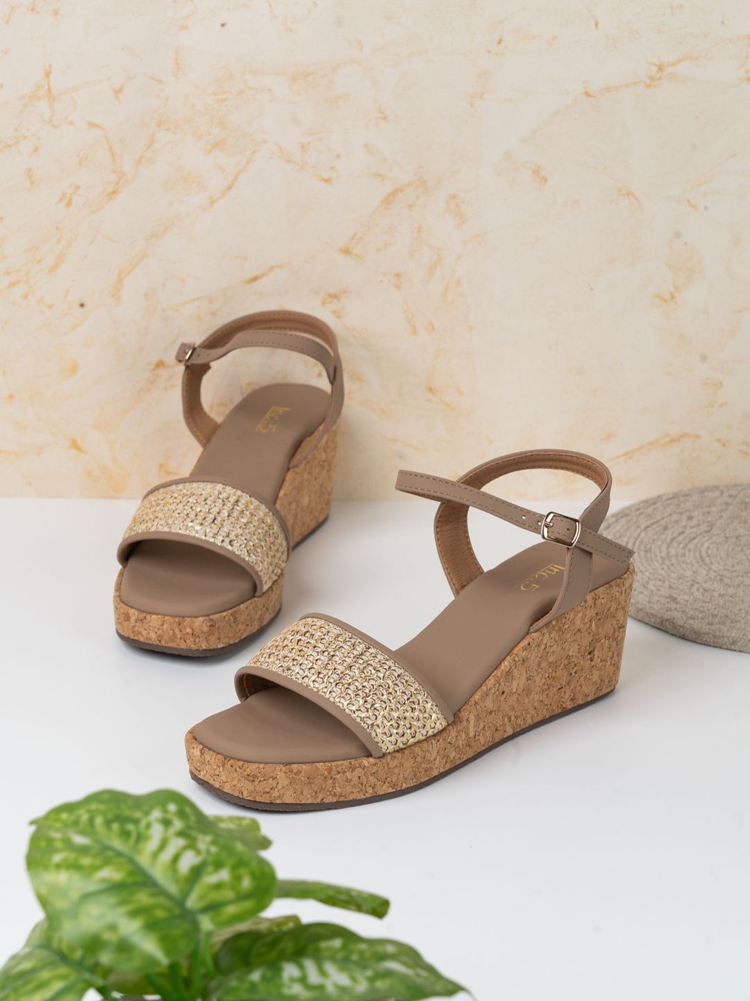 

Inc 5 Embellished Party Wedge Sandals, Beige