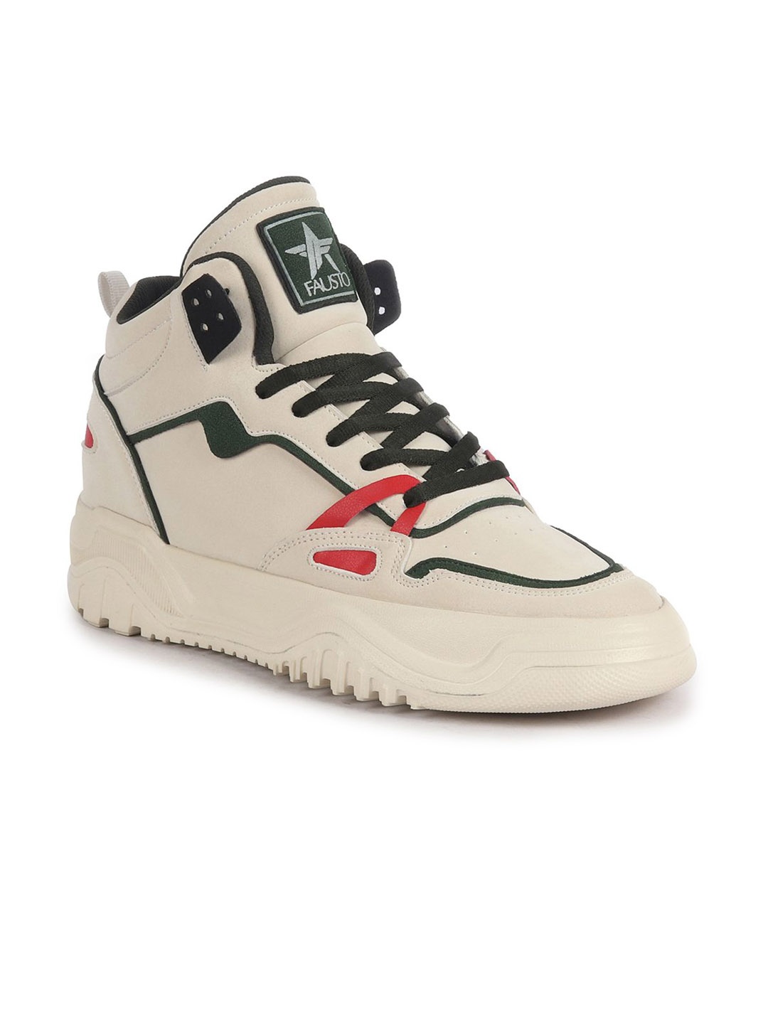 

FAUSTO Men PU Lace Up Sneakers, Cream
