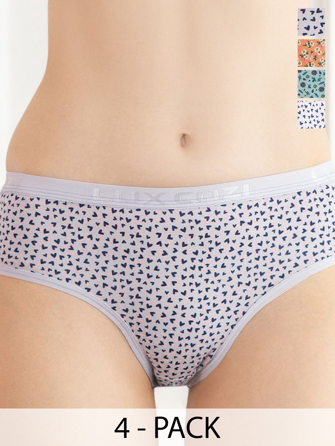 

Lux Cozi Pack of 4 Printed Pure Cotton Assorted Hipster BriefsCOZIHER_702_PTY_4PC