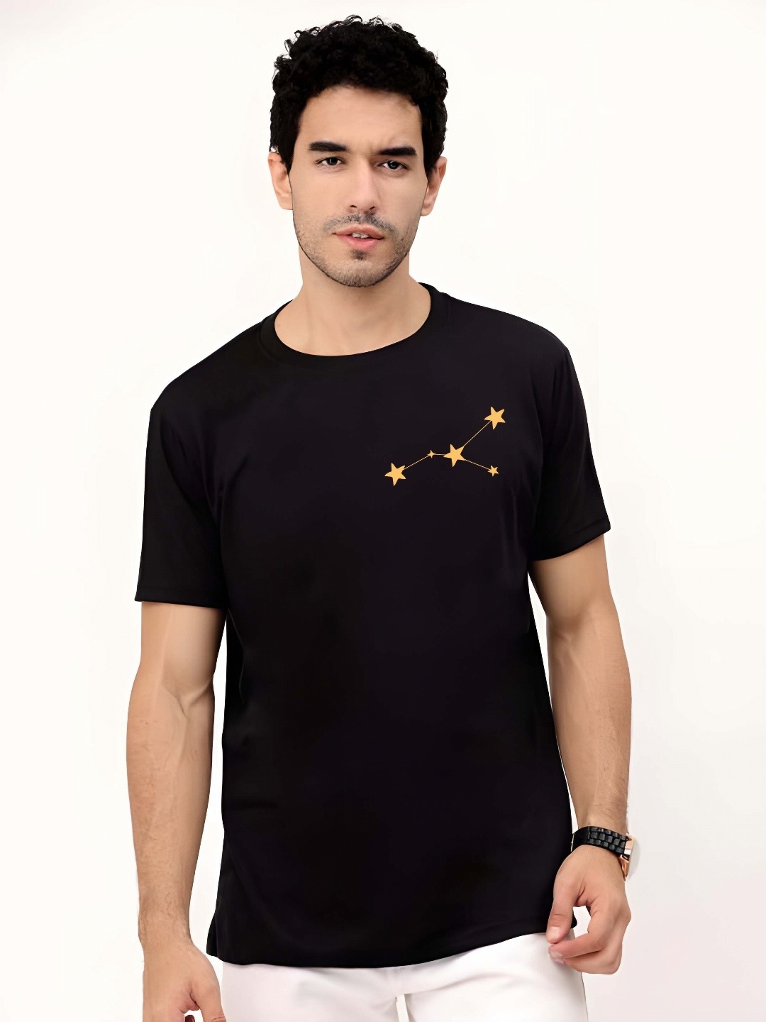 

KAIDO Men Typography Printed Round Neck Pure Cotton T-shirt, Black