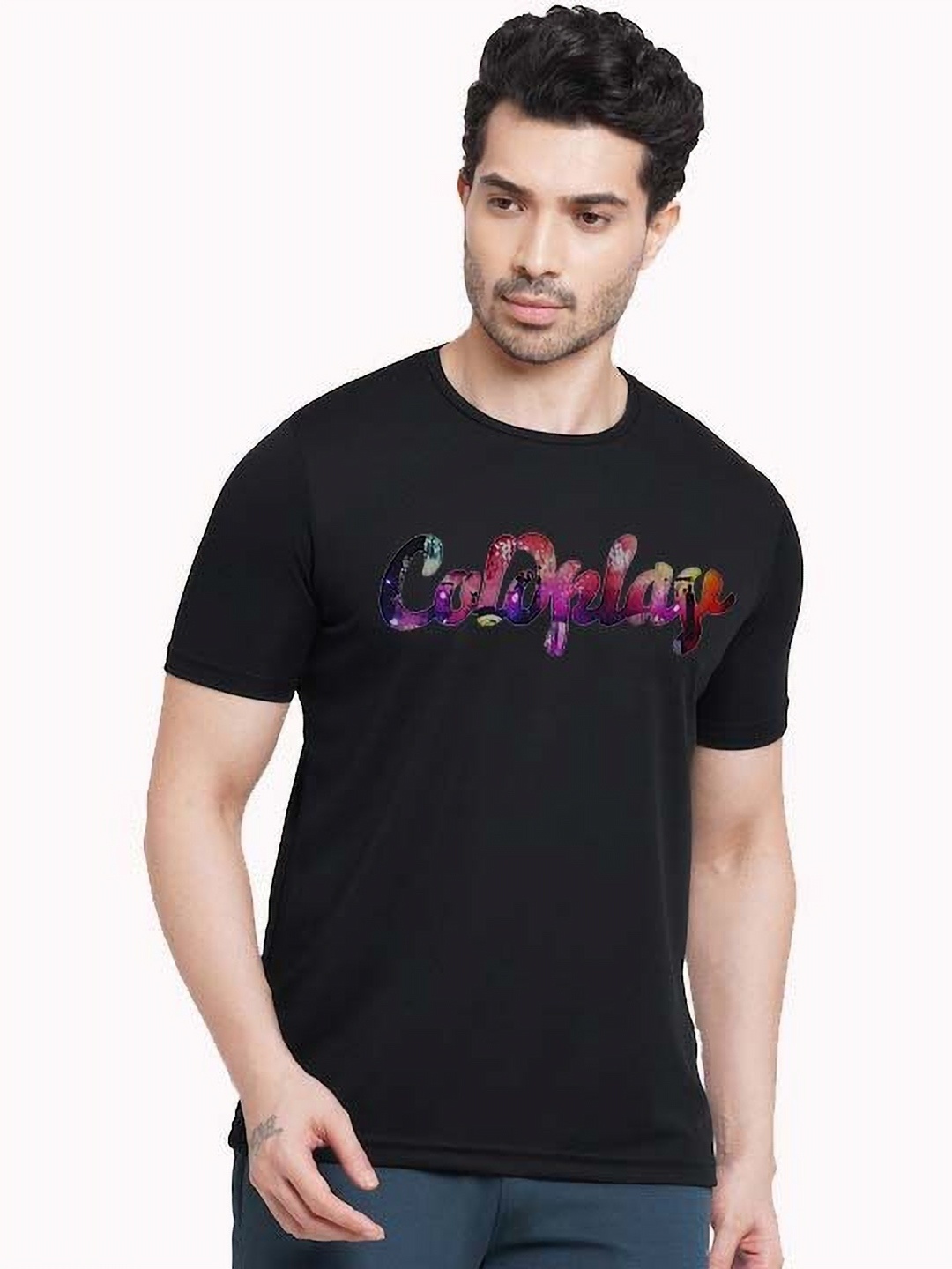 

KAIDO Men Typography Printed Round Neck Cotton T-shirt, Black