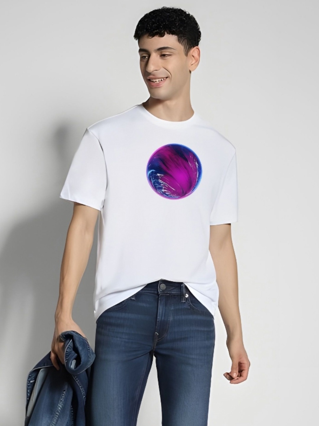 

KAIDO Men Typography Printed Round Neck Cotton T-shirt, White