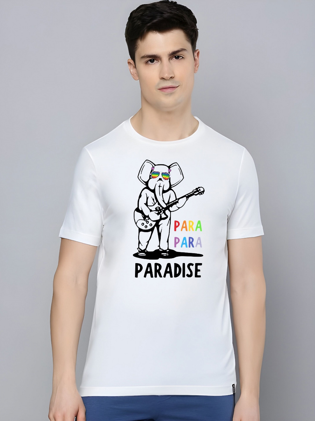 

KAIDO Men Graphic Printed Round Neck Cotton T-shirt, White