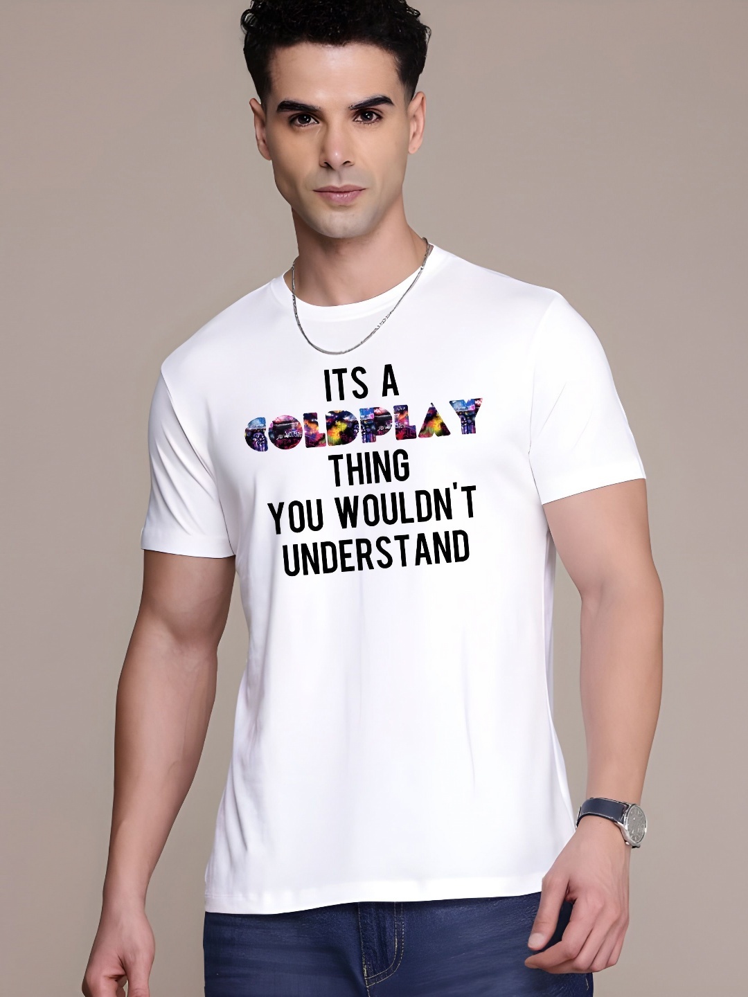 

KAIDO Men Typography Printed Round Neck Cotton T-shirt, White