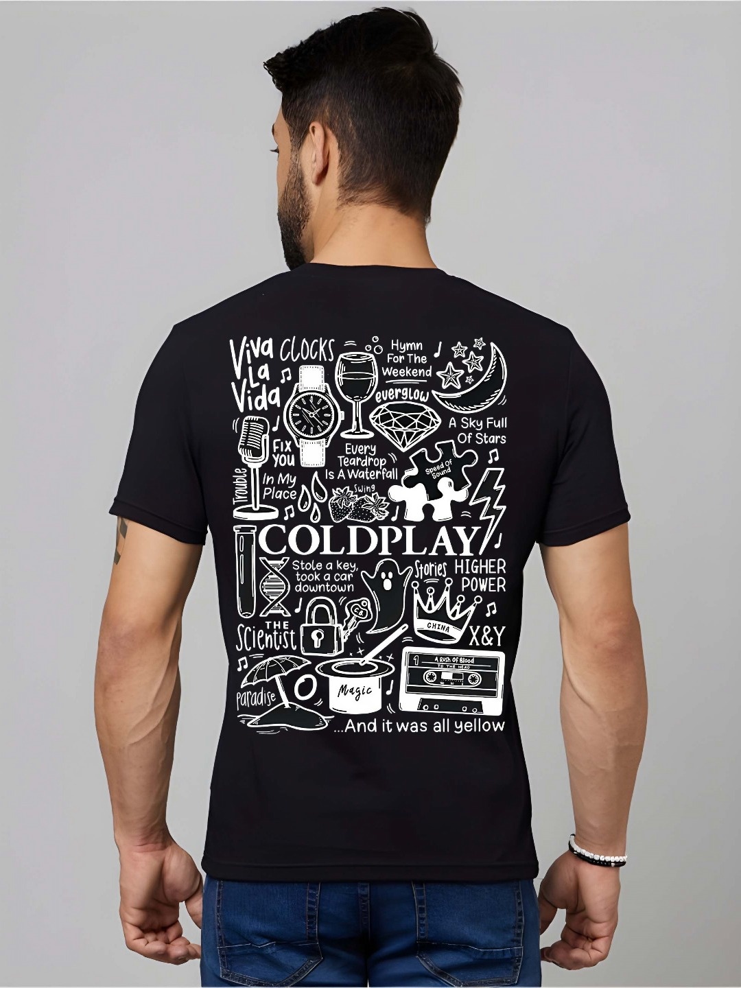 

KAIDO Men Typography Printed Round Neck Cotton T-shirt, Black