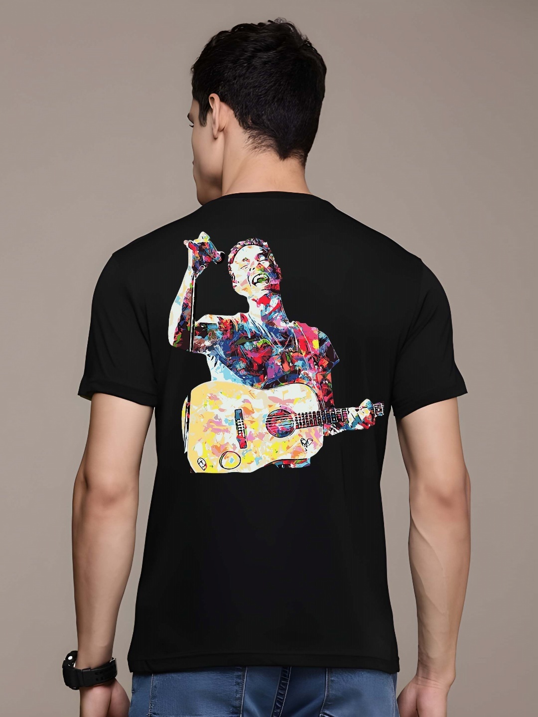 

KAIDO Men Coldplay Graphic Printed Cotton T-shirt, Black