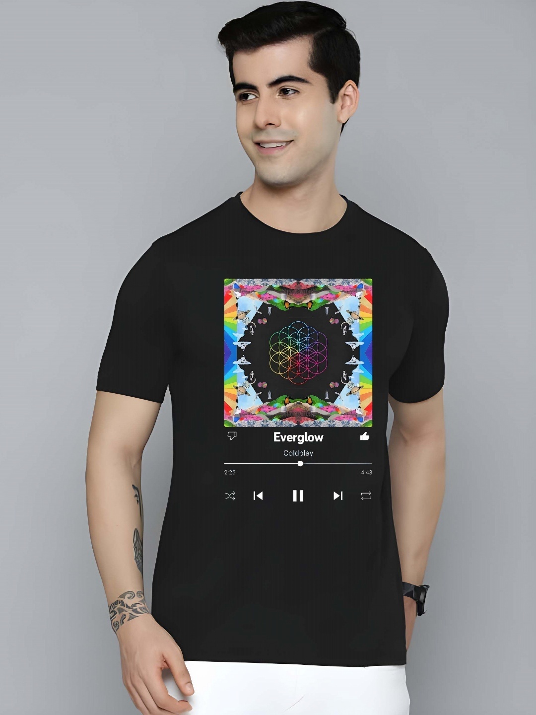 

KAIDO Men Graphic Printed Round Neck Cotton T-shirt, Black