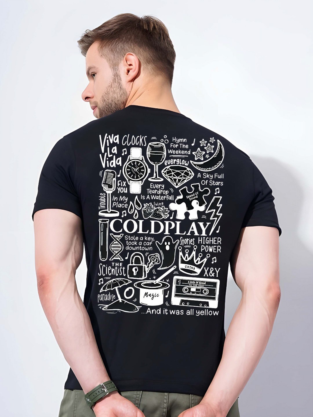 

KAIDO Men Typography Printed Round Neck Cotton T-shirt, Black