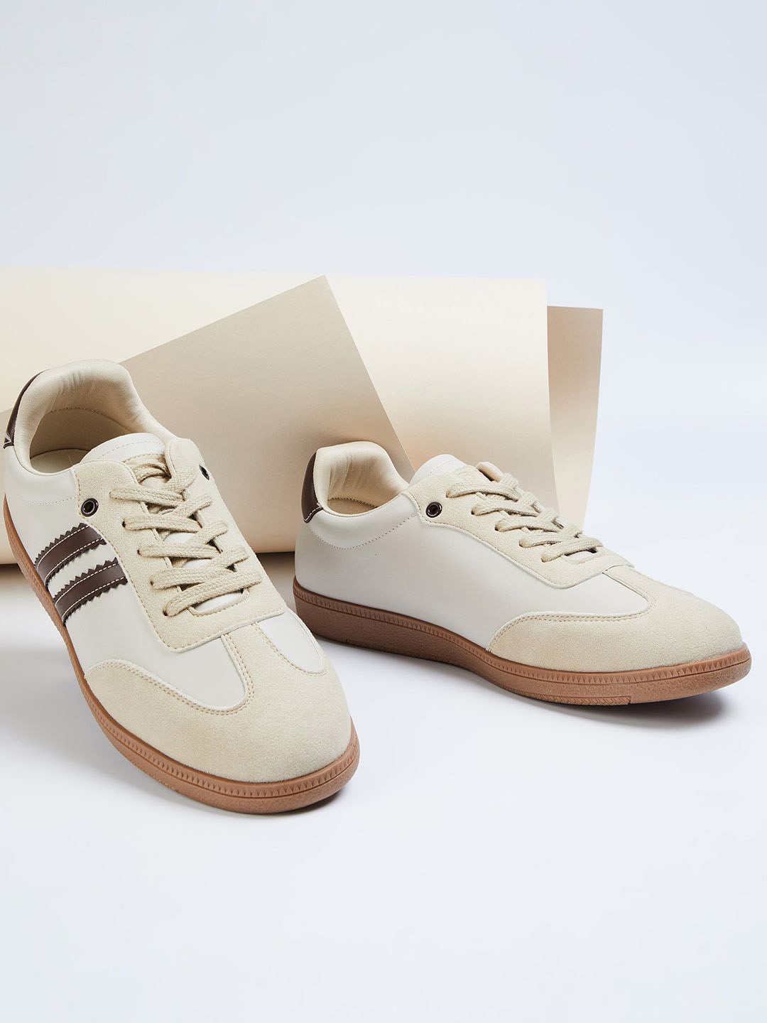 

Ginger by Lifestyle Women Colourblocked PU Sneakers, Cream