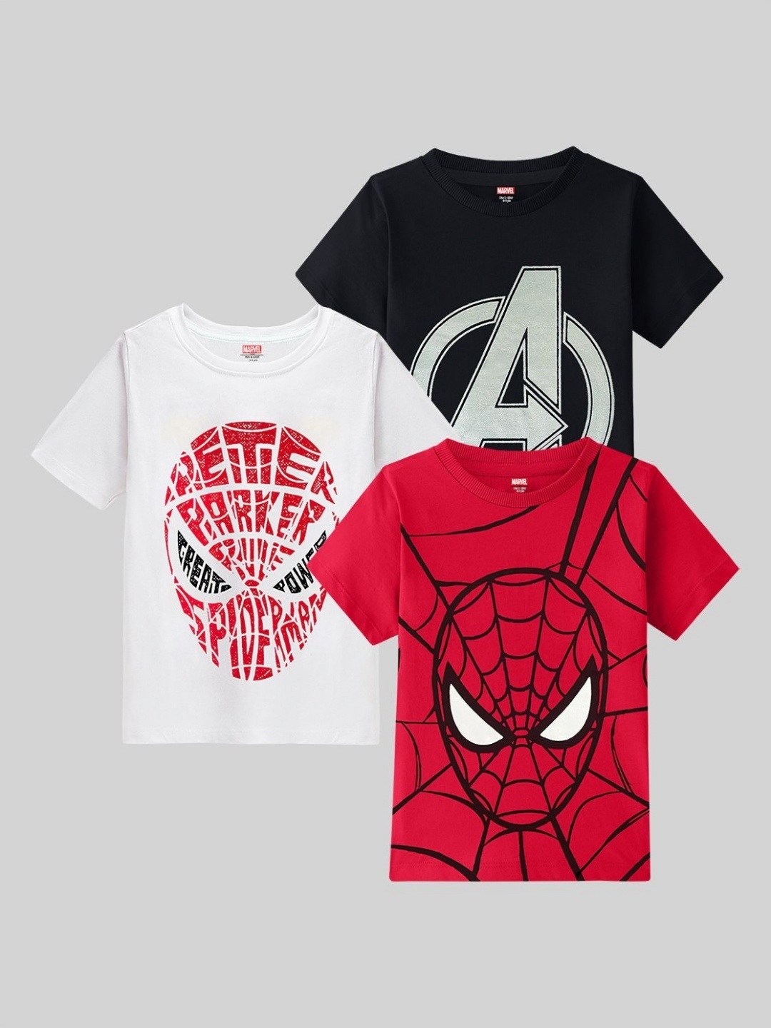 

Marvel by Miss and Chief Boys Pack Of 3 Graphic Printed Cotton T-shirt, White