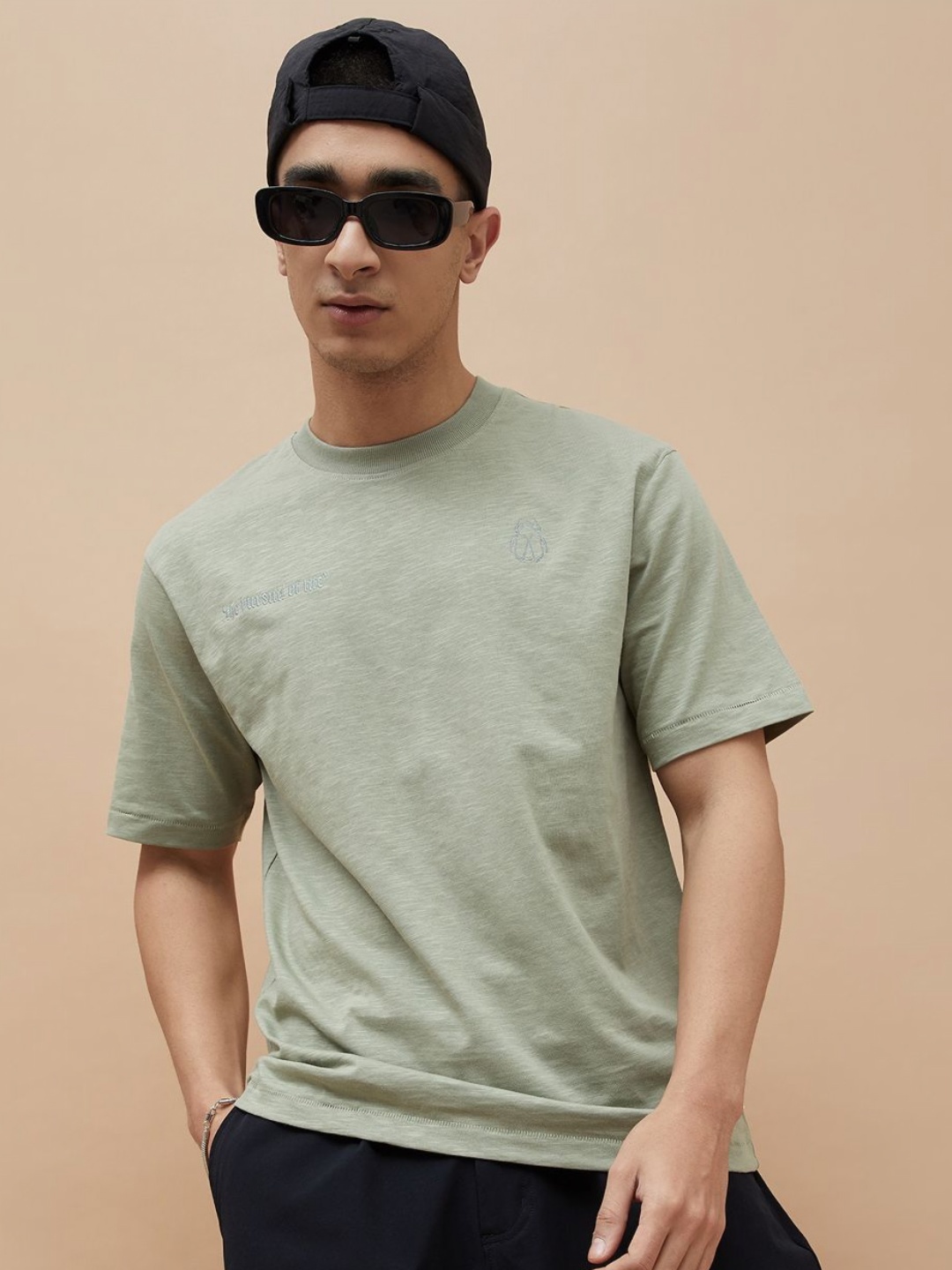 

Forca Men Graphic Printed Round Neck Cotton T-shirt, Green