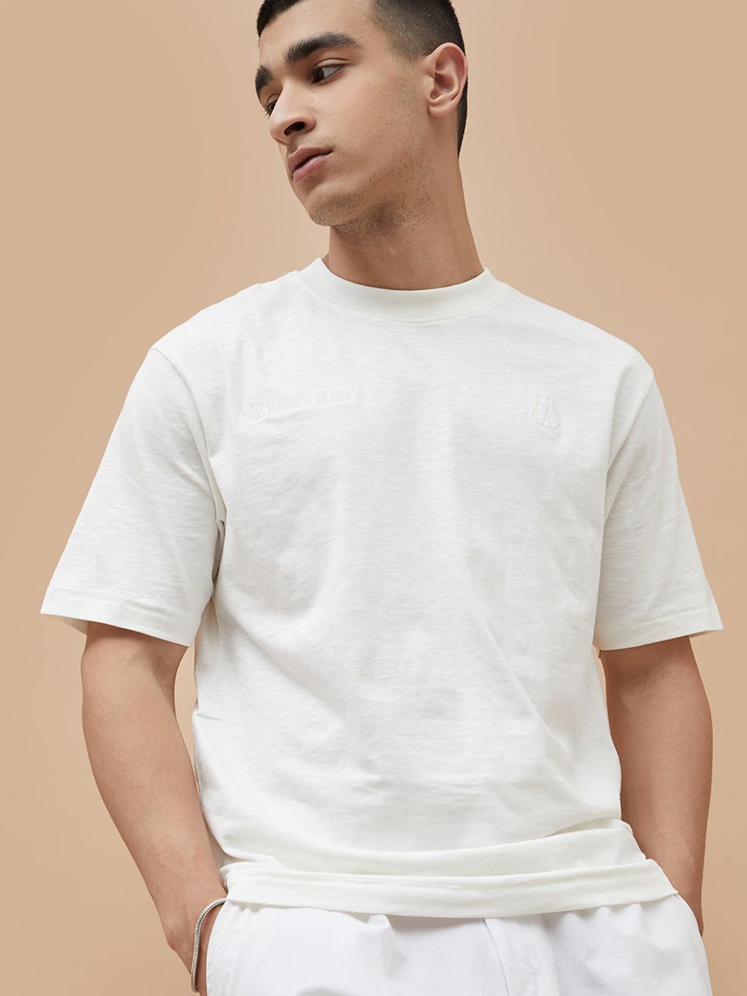 

Forca Men Graphic Printed Round Neck Cotton T-shirt, Off white