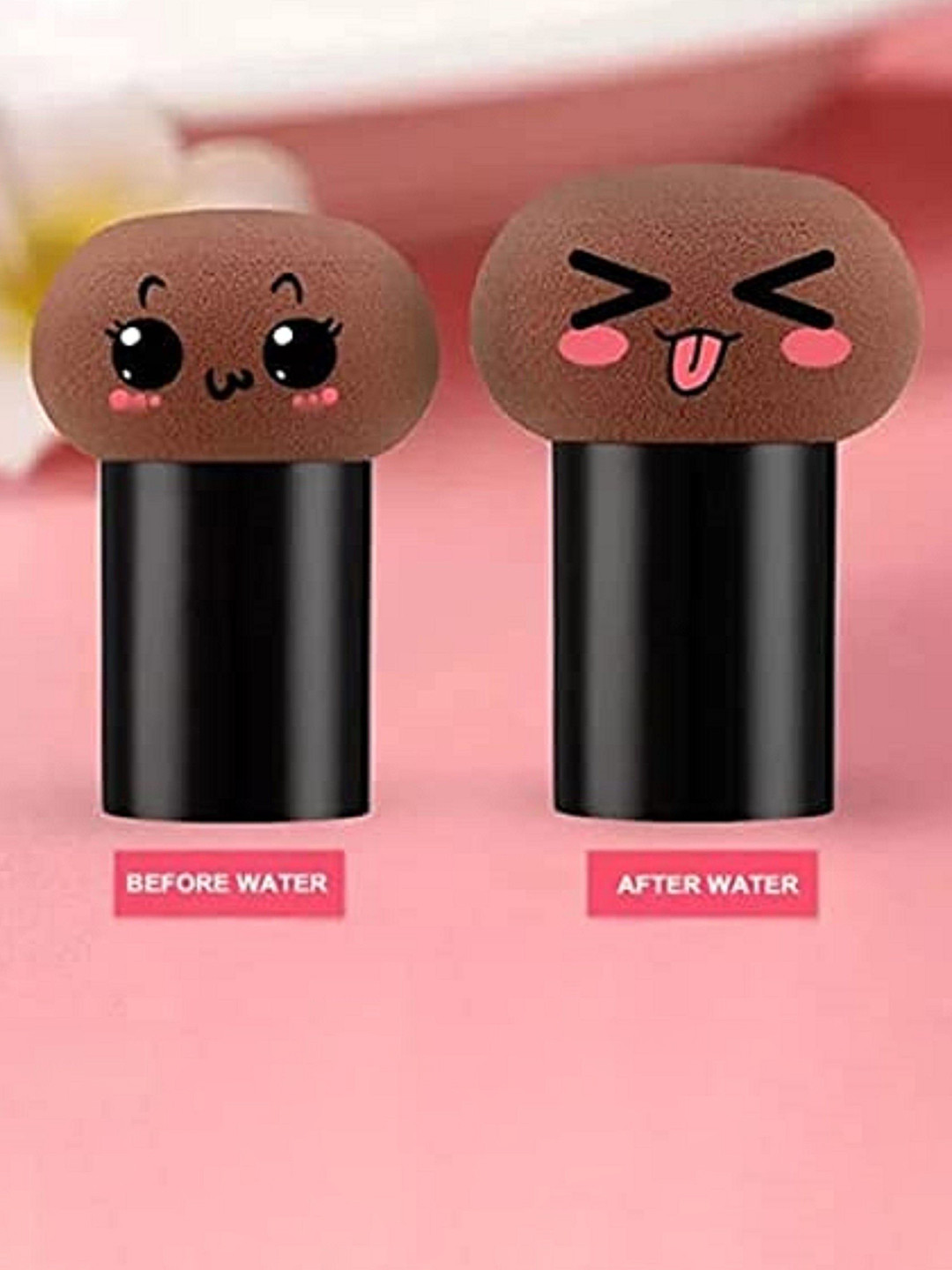 

Lenon Set Of 2 Mashroom Shaped Makeup Puffs, Black