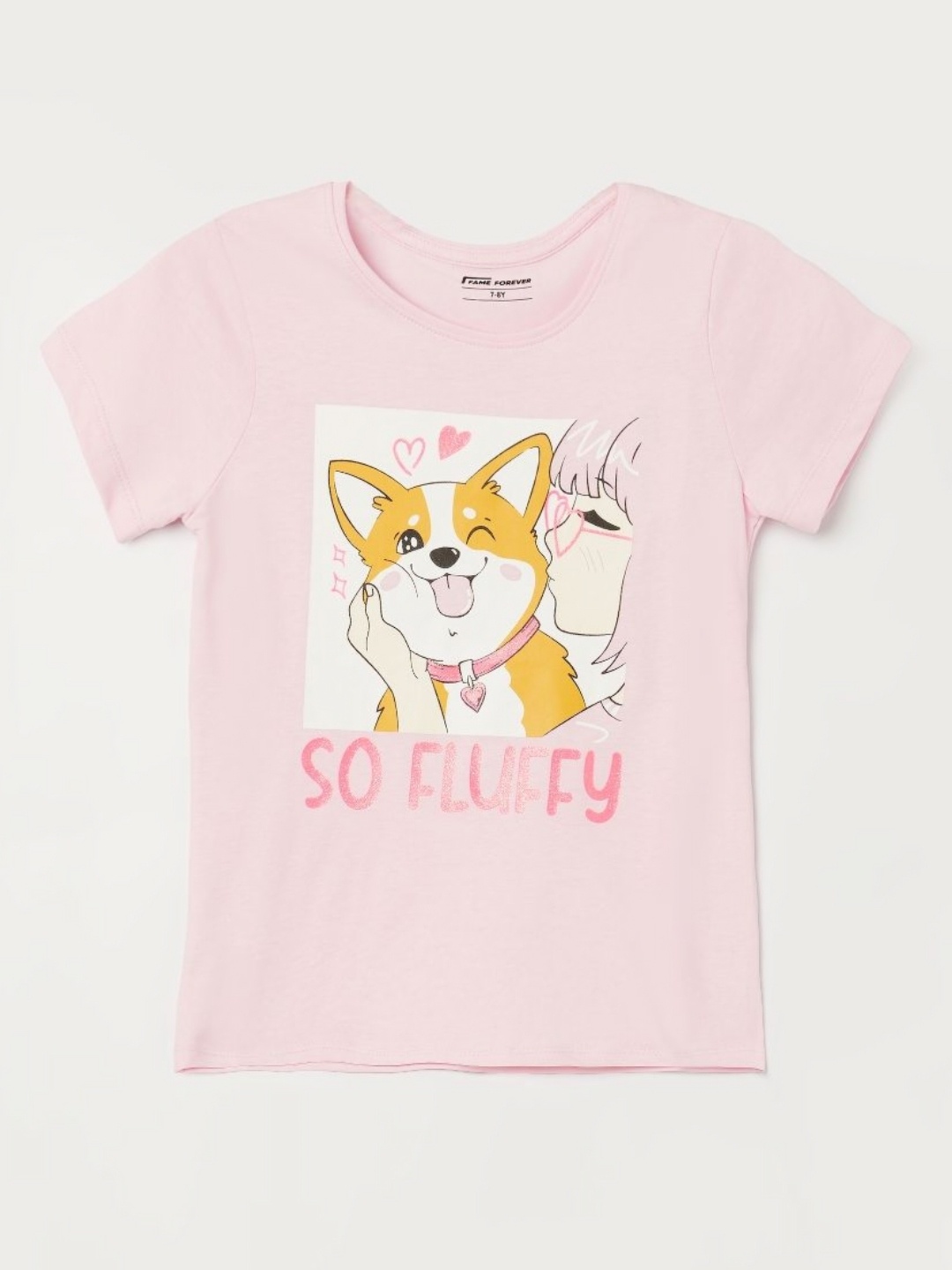 

Fame Forever by Lifestyle Girls Graphic Printed Round Neck Cotton T-shirt, Pink