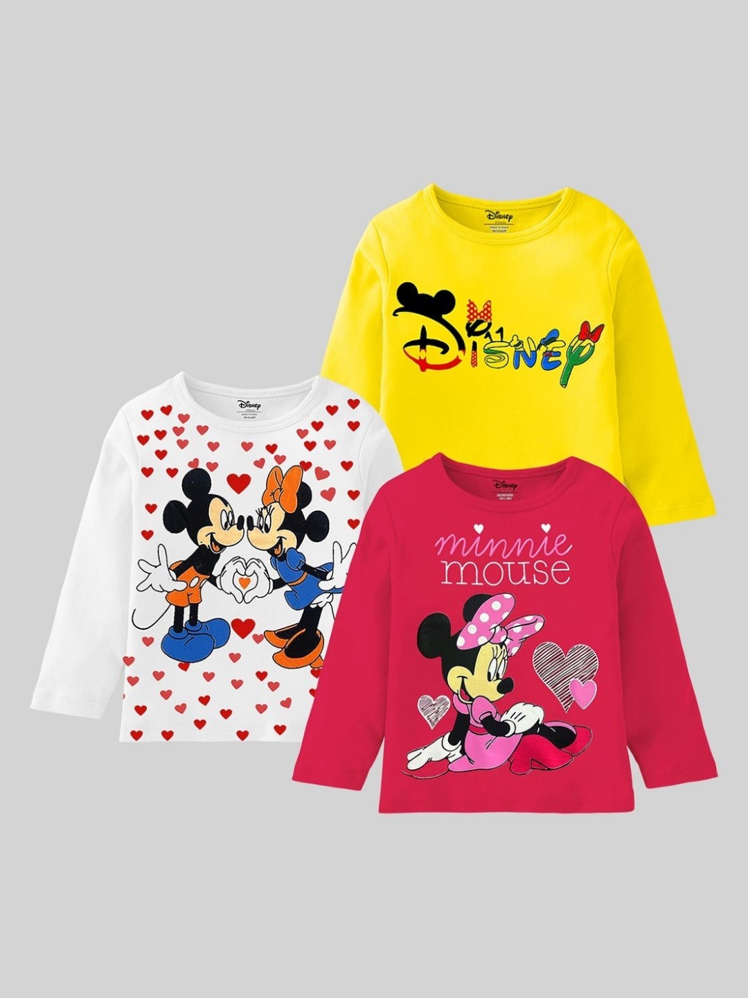 

Disney By Miss and Chief Girls Pack Of 3 Graphic Printed Cotton T-shirt, Yellow