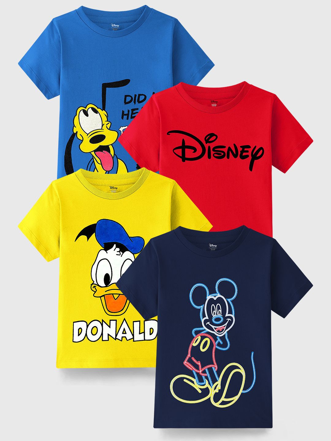 

Disney By Miss and Chief Boys Pack Of 4 Graphic Printed Cotton T-shirt, Blue