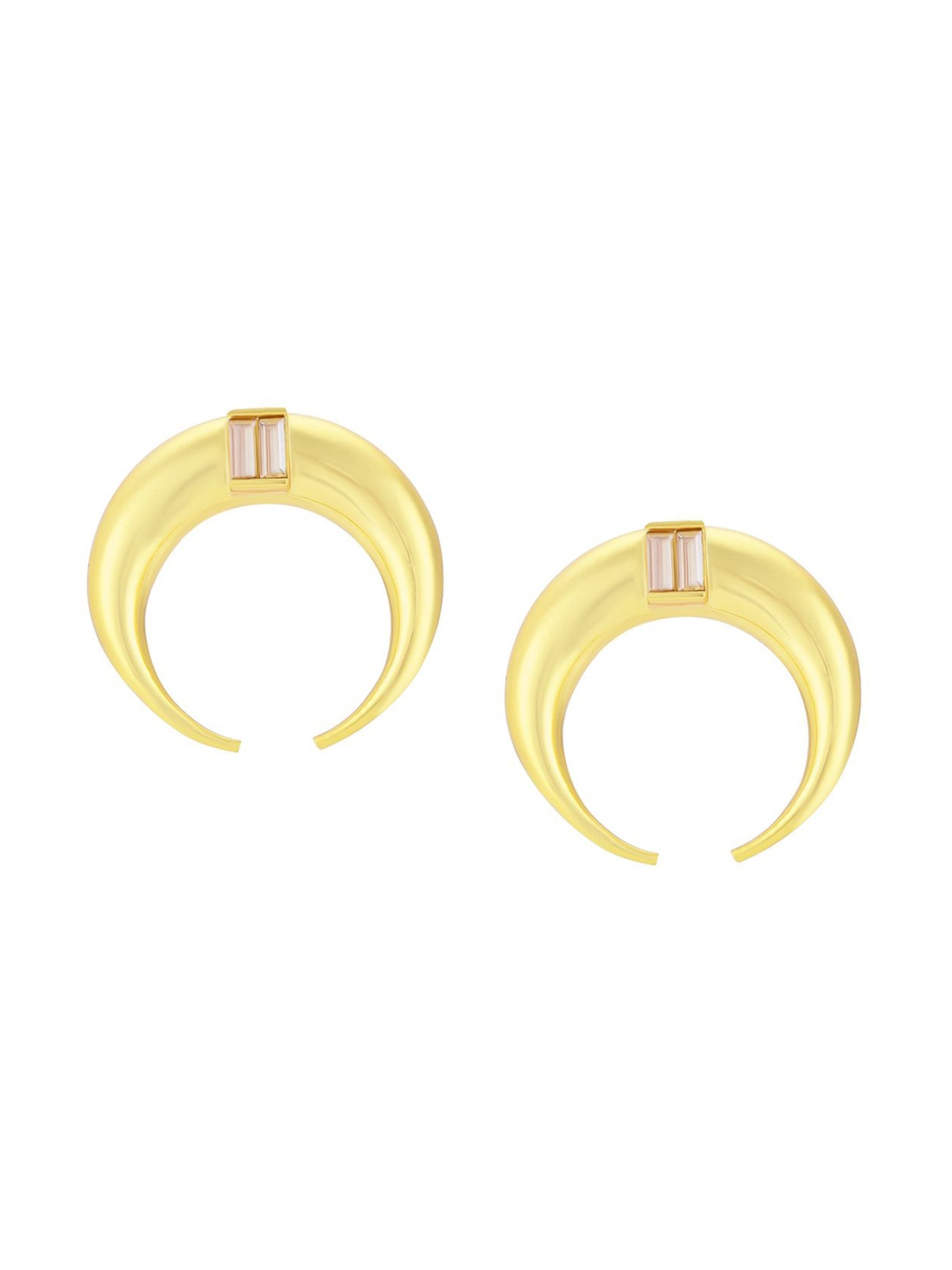 

BBlingg Gold-Plated Artificial Stones Studded Crescent Shaped Studs