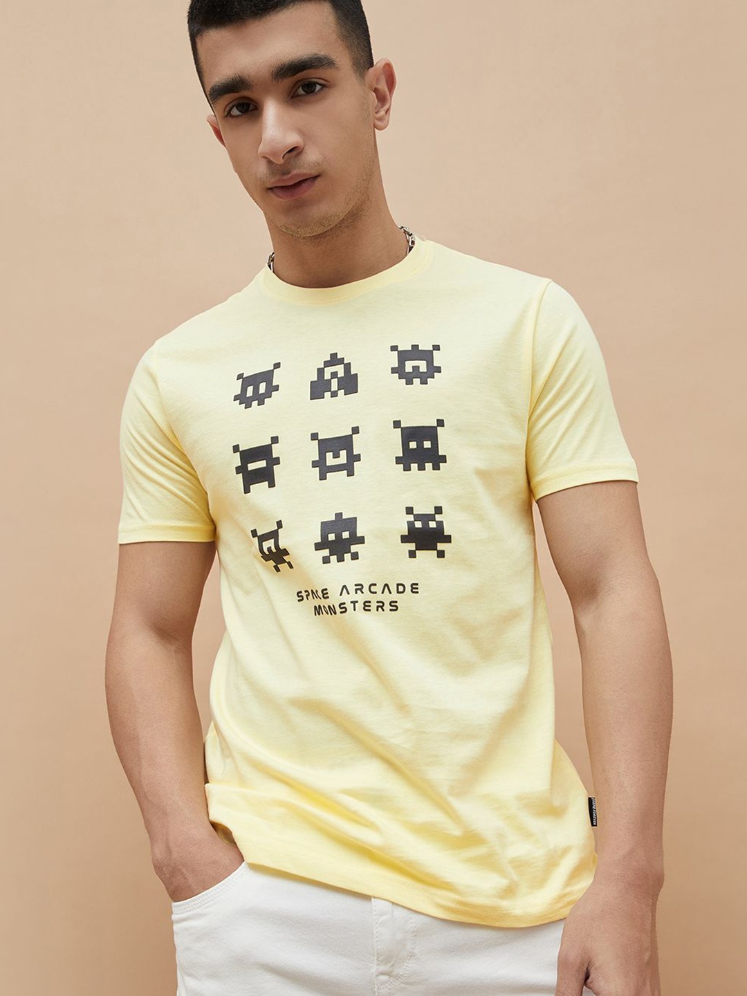 

Fame Forever by Lifestyle Men Space Arcade Monsters T Shirt, Yellow