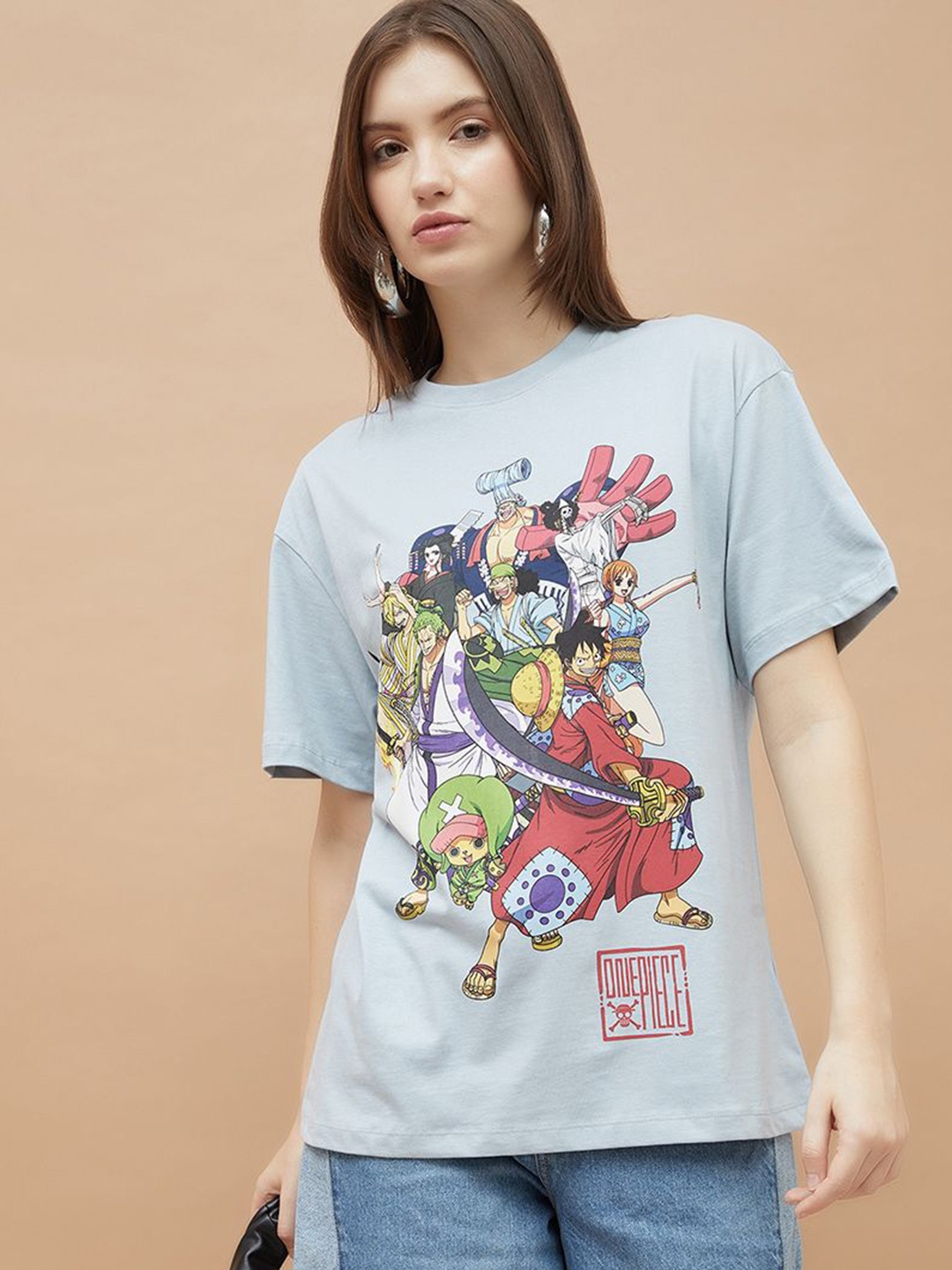 

Ginger by Lifestyle Women One Piece Printed T Shirt, Blue