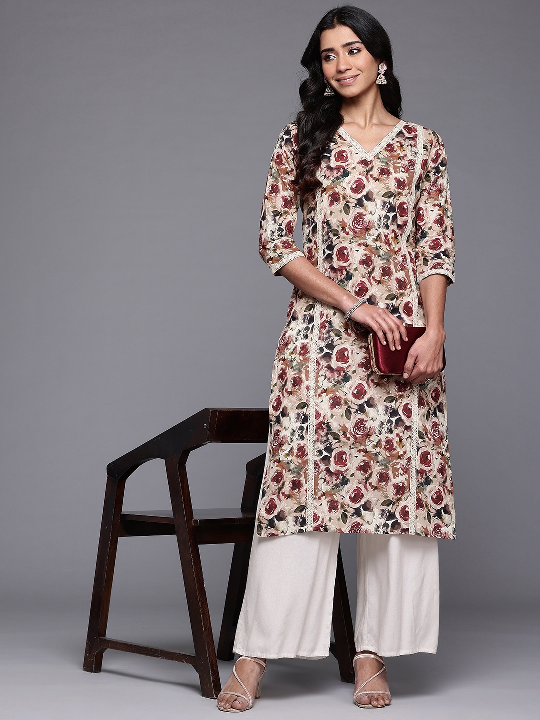 

Ahalyaa Floral Printed Pure Cotton Kurta, Multi