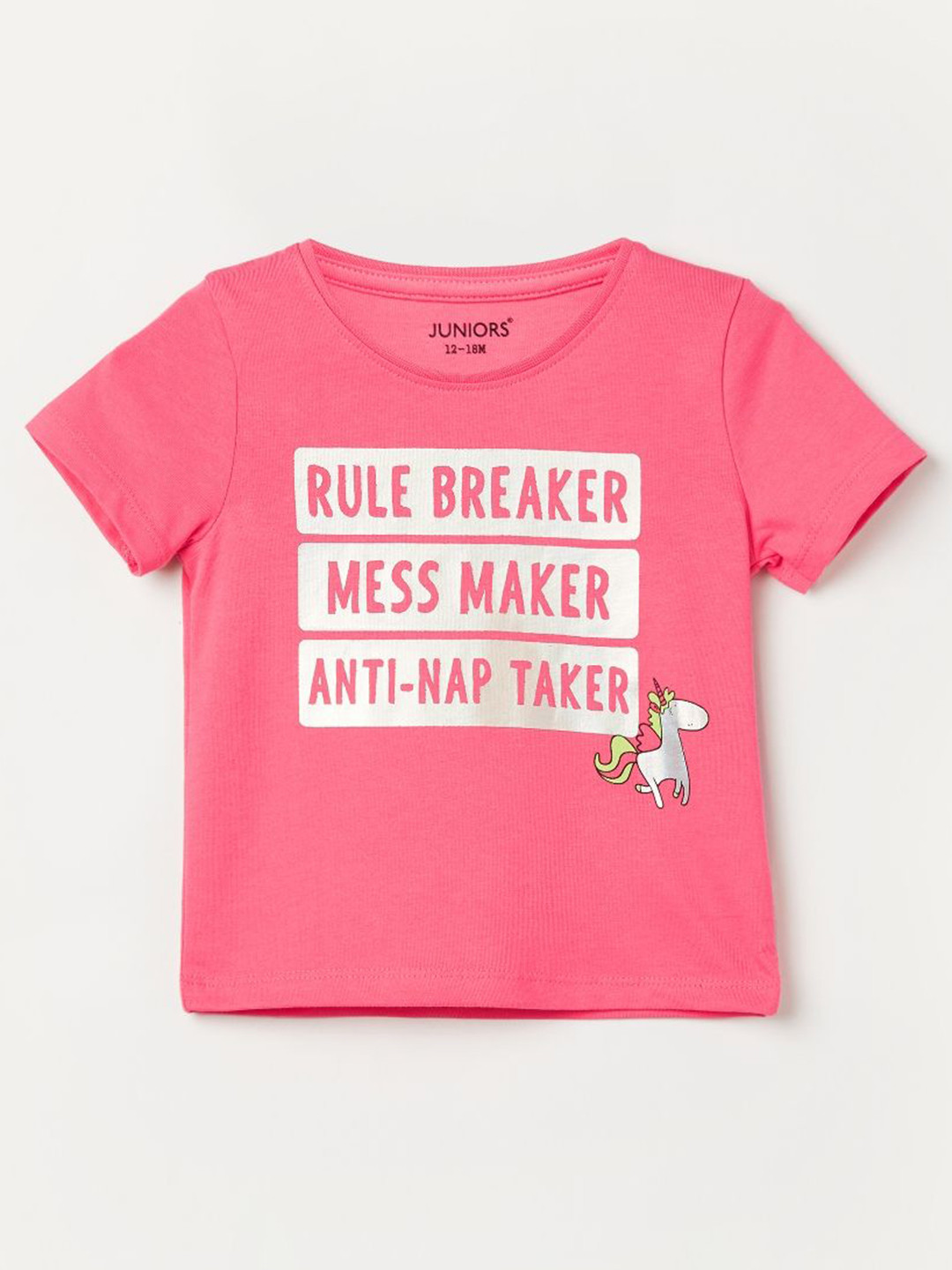 

Juniors by Lifestyle Girls Typography Printed Applique T-shirt, Pink
