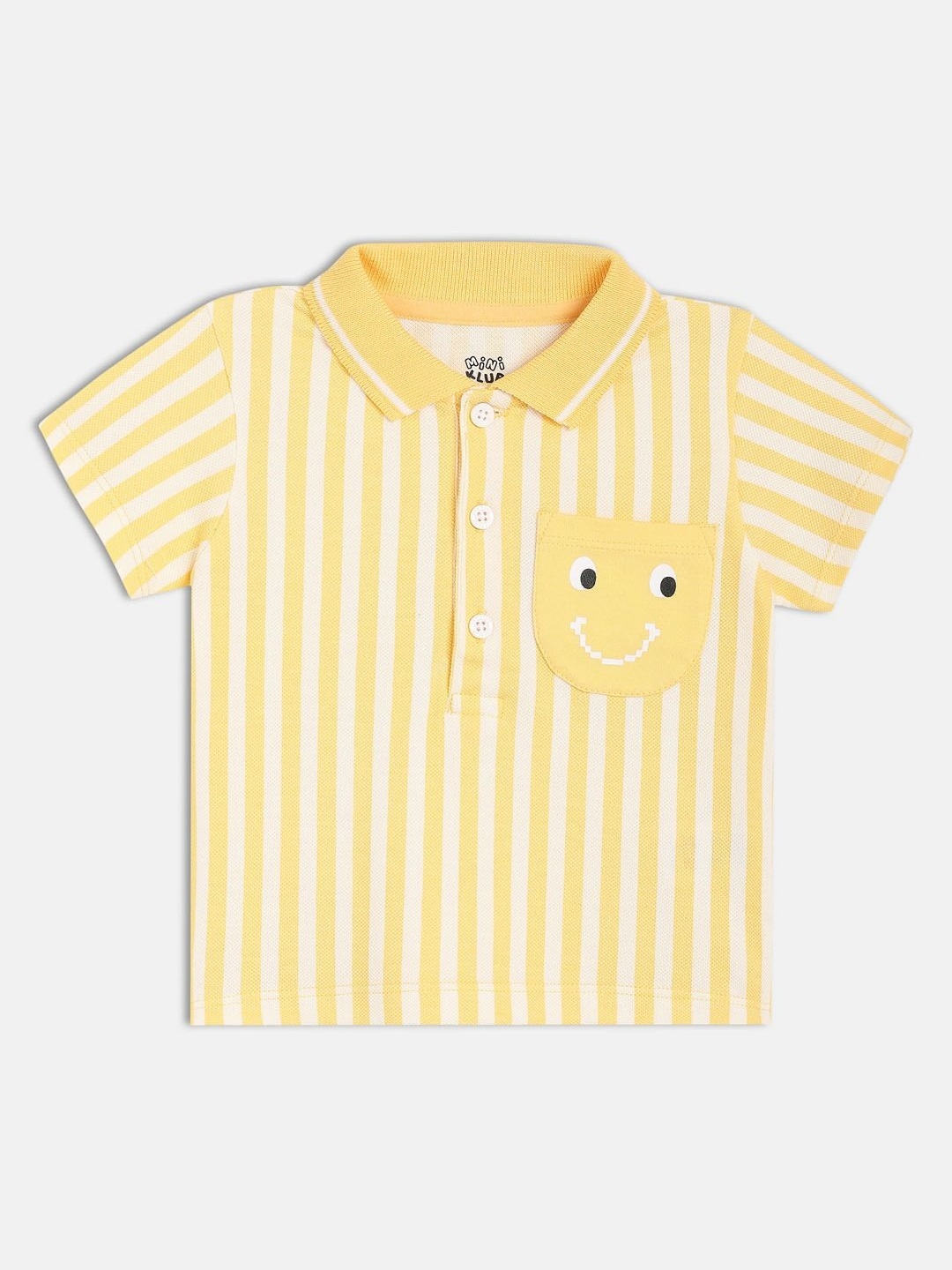 

MINI KLUB Boys Striped Polo Collar Cotton T-shirt, Off white