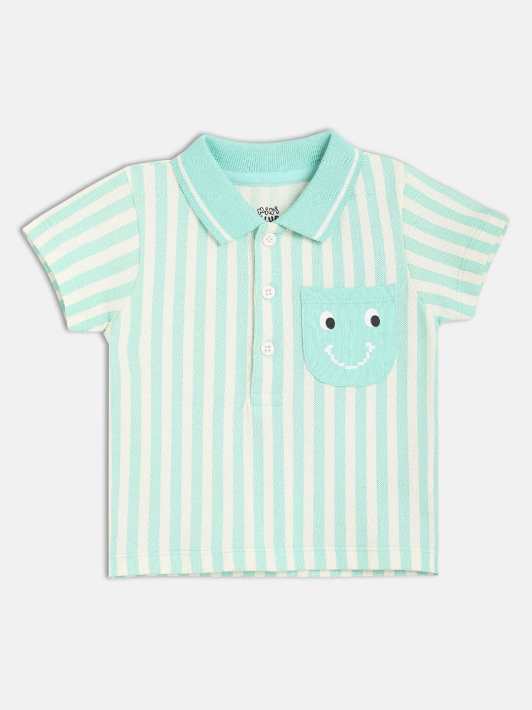 

MINI KLUB Boys Striped Polo Collar Cotton T-shirt, Off white