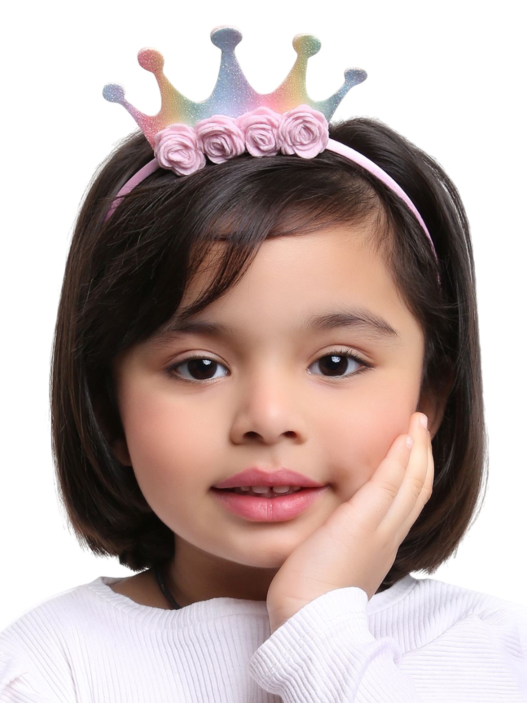 

Aye Candy Girls Flower Decorated Crown Hairband, Pink