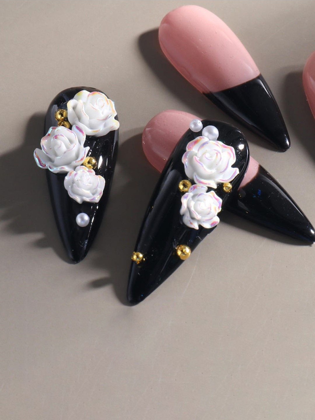 

Huda Girl Set Of 1200 Double Sided Nail Glue With Flower Studs Gems, Transparent